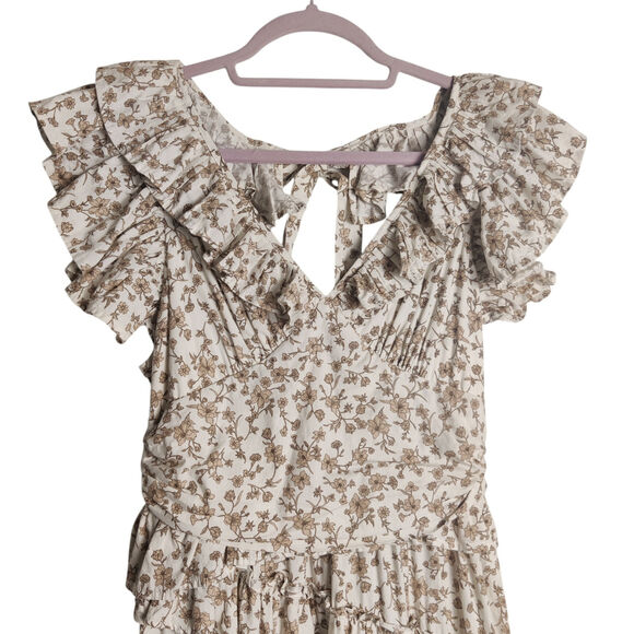 En Saison Gianna Floral Print Cotton Ruffle Maxi Dress Small Medium Cottagecore - Picture 5 of 16
